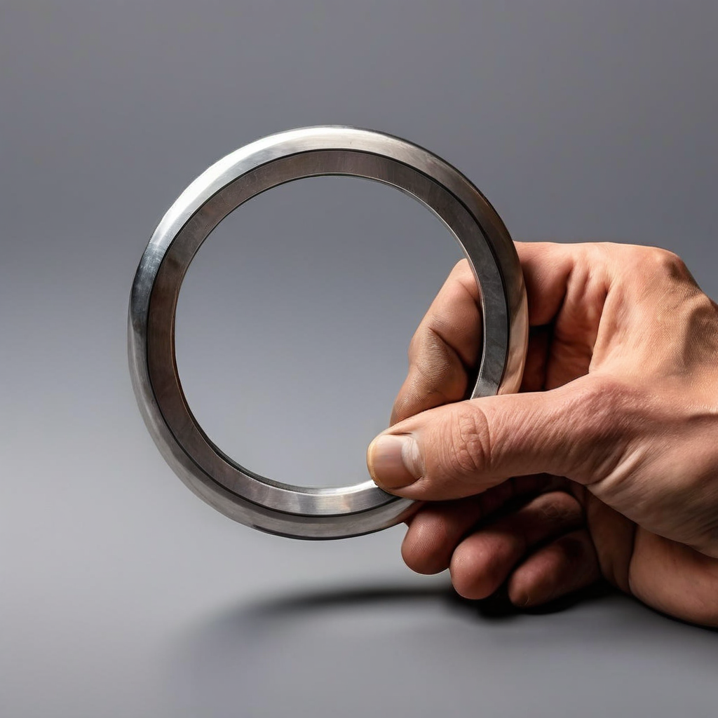 Eine Hand hält einen Edelstahl-Cockring